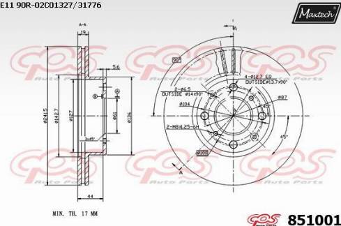 Maxtech 851001.0000 - Тормозной диск autospares.lv