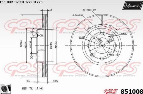 Maxtech 851008.0060 - Тормозной диск autospares.lv