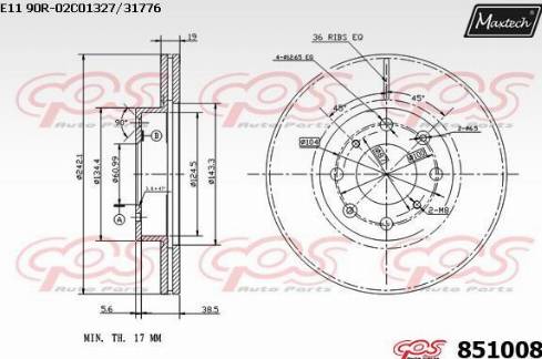 Maxtech 851008.0000 - Тормозной диск autospares.lv