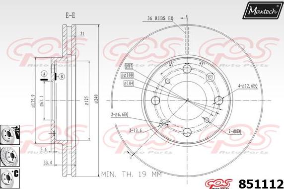 Maxtech 851008 - Тормозной диск autospares.lv