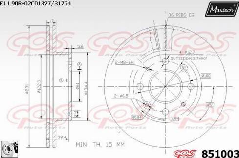 Maxtech 851003.0080 - Тормозной диск autospares.lv