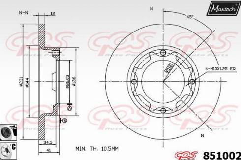 Maxtech 851002.6060 - Тормозной диск autospares.lv