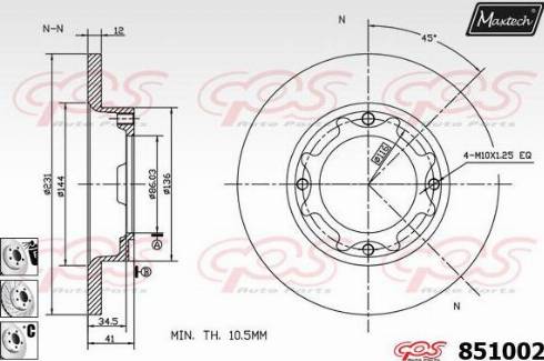 Maxtech 851002.6880 - Тормозной диск autospares.lv