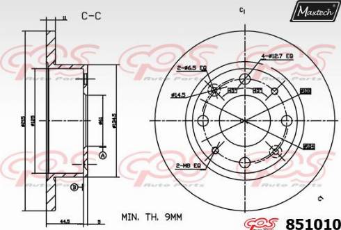 Maxtech 851010.0000 - Тормозной диск autospares.lv