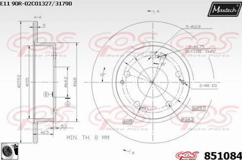 Maxtech 851084.0060 - Тормозной диск autospares.lv