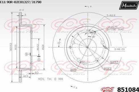 Maxtech 851084.0000 - Тормозной диск autospares.lv