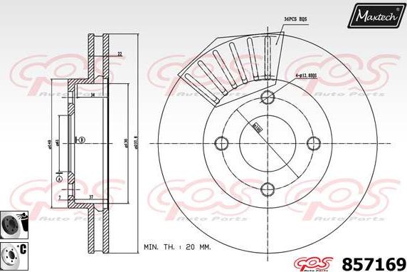 Maxtech 851084 - Тормозной диск autospares.lv