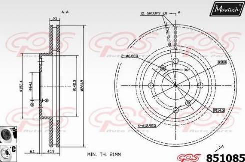 Maxtech 851085.6060 - Тормозной диск autospares.lv