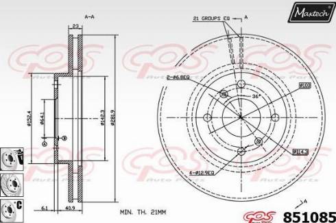 Maxtech 851085.6880 - Тормозной диск autospares.lv