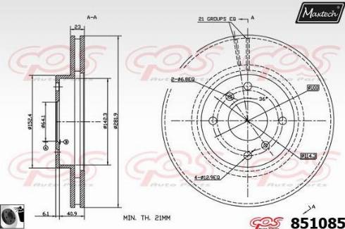 Maxtech 851085.0060 - Тормозной диск autospares.lv