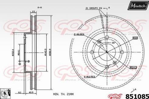 Maxtech 851085.0080 - Тормозной диск autospares.lv