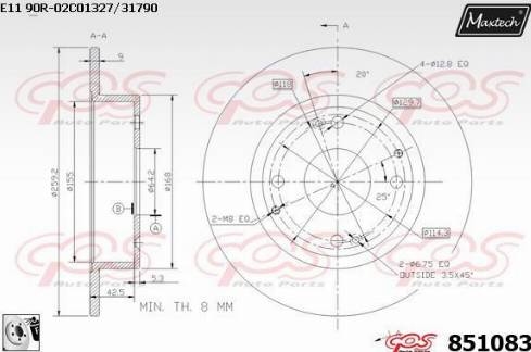 Maxtech 851083.0080 - Тормозной диск autospares.lv