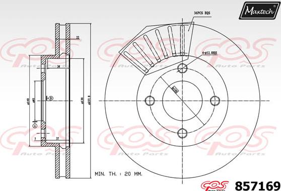 Maxtech 851083 - Тормозной диск autospares.lv