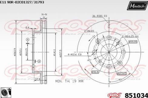 Maxtech 851034.0060 - Тормозной диск autospares.lv