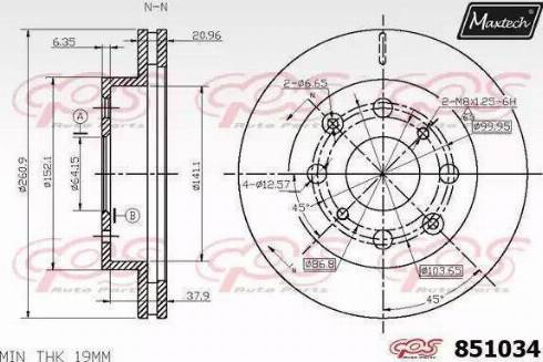 Maxtech 851034.6880 - Тормозной диск autospares.lv