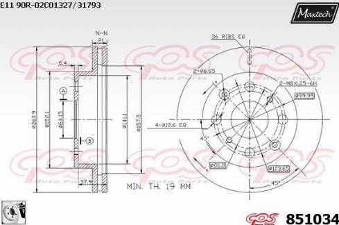 Maxtech 851034.0080 - Тормозной диск autospares.lv