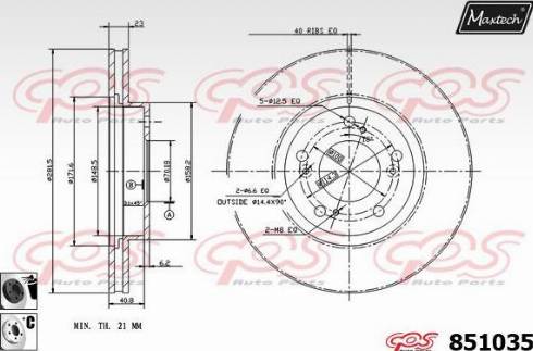 Maxtech 851035.6060 - Тормозной диск autospares.lv