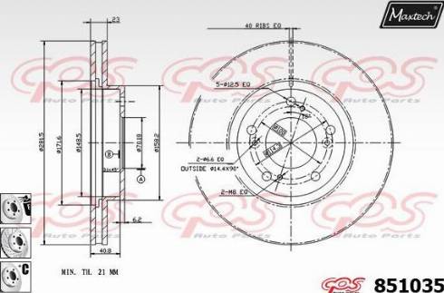 Maxtech 851035.6880 - Тормозной диск autospares.lv