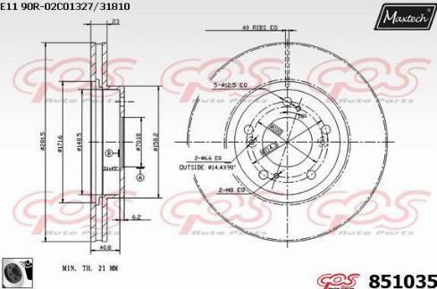 Maxtech 851035.0060 - Тормозной диск autospares.lv