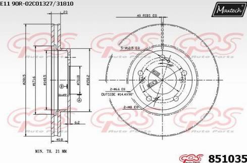 Maxtech 851035.0000 - Тормозной диск autospares.lv