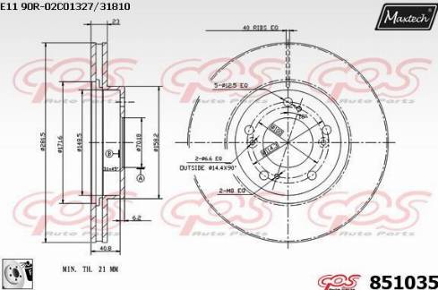 Maxtech 851035.0080 - Тормозной диск autospares.lv