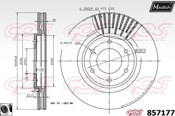 Maxtech 851035 - Тормозной диск autospares.lv