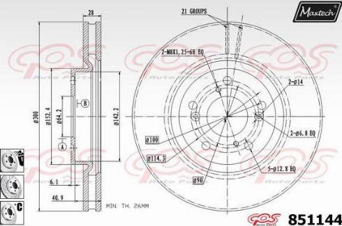 Maxtech 851144.6880 - Тормозной диск autospares.lv