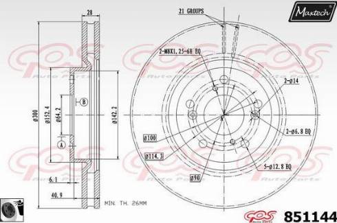 Maxtech 851144.0060 - Тормозной диск autospares.lv