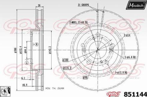 Maxtech 851144.0080 - Тормозной диск autospares.lv