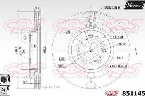 Maxtech 851145.6060 - Тормозной диск autospares.lv