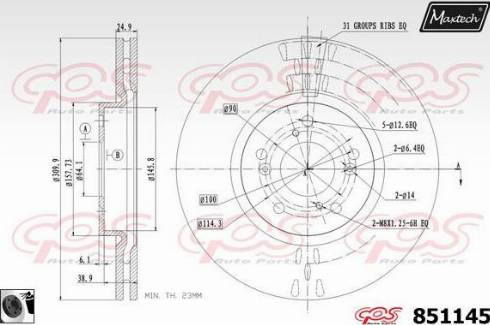 Maxtech 851145.0060 - Тормозной диск autospares.lv