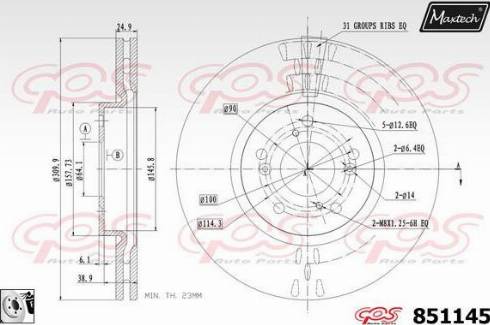 Maxtech 851145.0080 - Тормозной диск autospares.lv