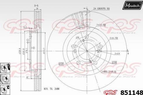 Maxtech 851148.6980 - Тормозной диск autospares.lv