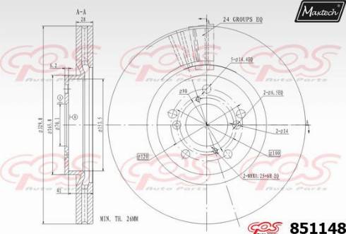 Maxtech 851148.0000 - Тормозной диск autospares.lv