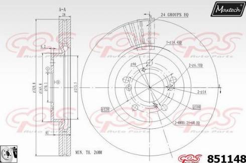 Maxtech 851148.0080 - Тормозной диск autospares.lv