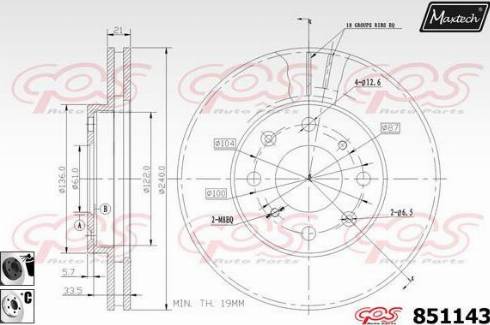 Maxtech 851143.6060 - Тормозной диск autospares.lv