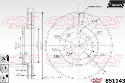 Maxtech 851143.6880 - Тормозной диск autospares.lv