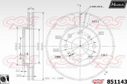 Maxtech 851143.0060 - Тормозной диск autospares.lv