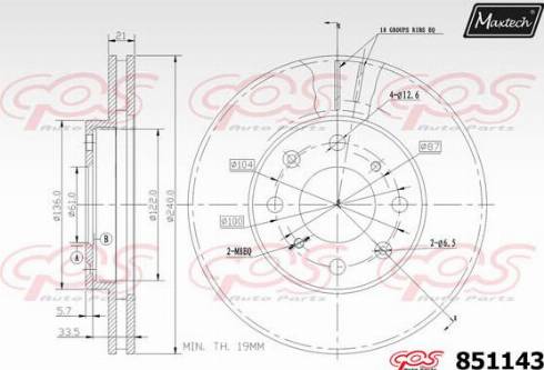 Maxtech 851143.0000 - Тормозной диск autospares.lv