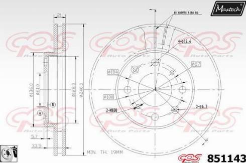 Maxtech 851143.0080 - Тормозной диск autospares.lv