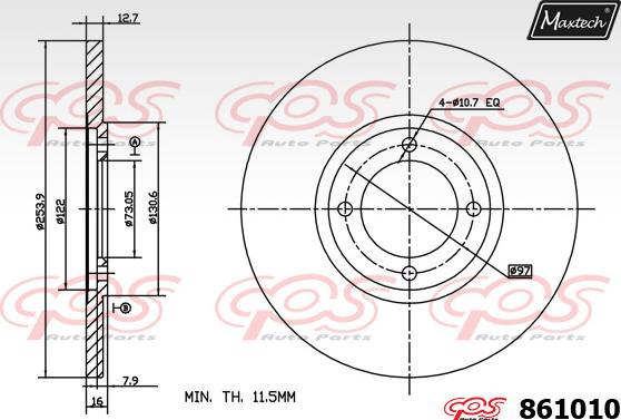 Maxtech 851143 - Тормозной диск autospares.lv