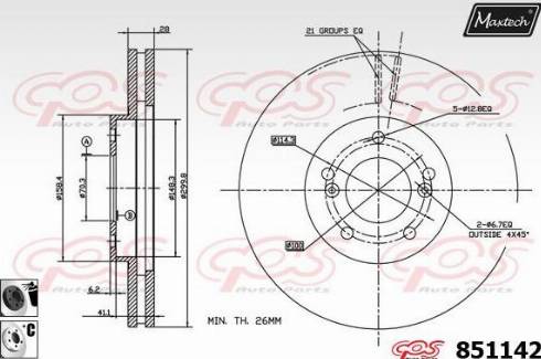 Maxtech 851142.6060 - Тормозной диск autospares.lv