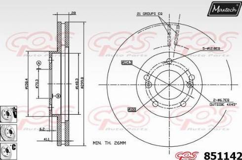 Maxtech 851142.6880 - Тормозной диск autospares.lv