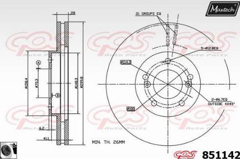 Maxtech 851142.0060 - Тормозной диск autospares.lv