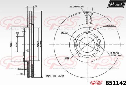 Maxtech 851142.0000 - Тормозной диск autospares.lv