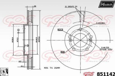 Maxtech 851142.0080 - Тормозной диск autospares.lv