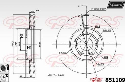 Maxtech 851109.6060 - Тормозной диск autospares.lv