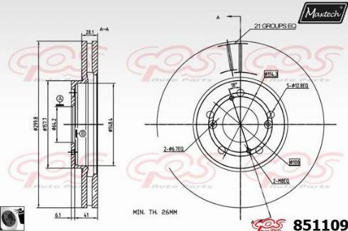 Maxtech 851109.0060 - Тормозной диск autospares.lv