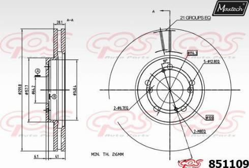 Maxtech 851109.0000 - Тормозной диск autospares.lv