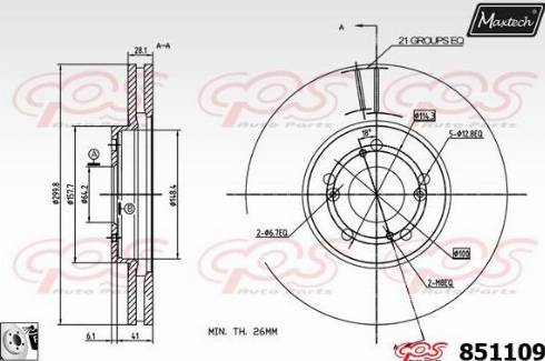 Maxtech 851109.0080 - Тормозной диск autospares.lv